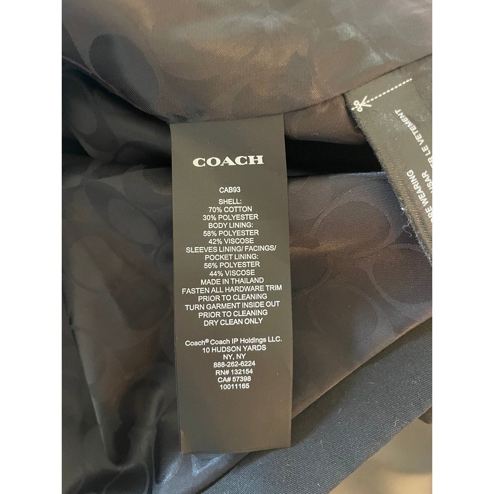 Coach Short Trench Jacket Black Double Breasted Cropped Coat Womens Large - Picture 6 of 7